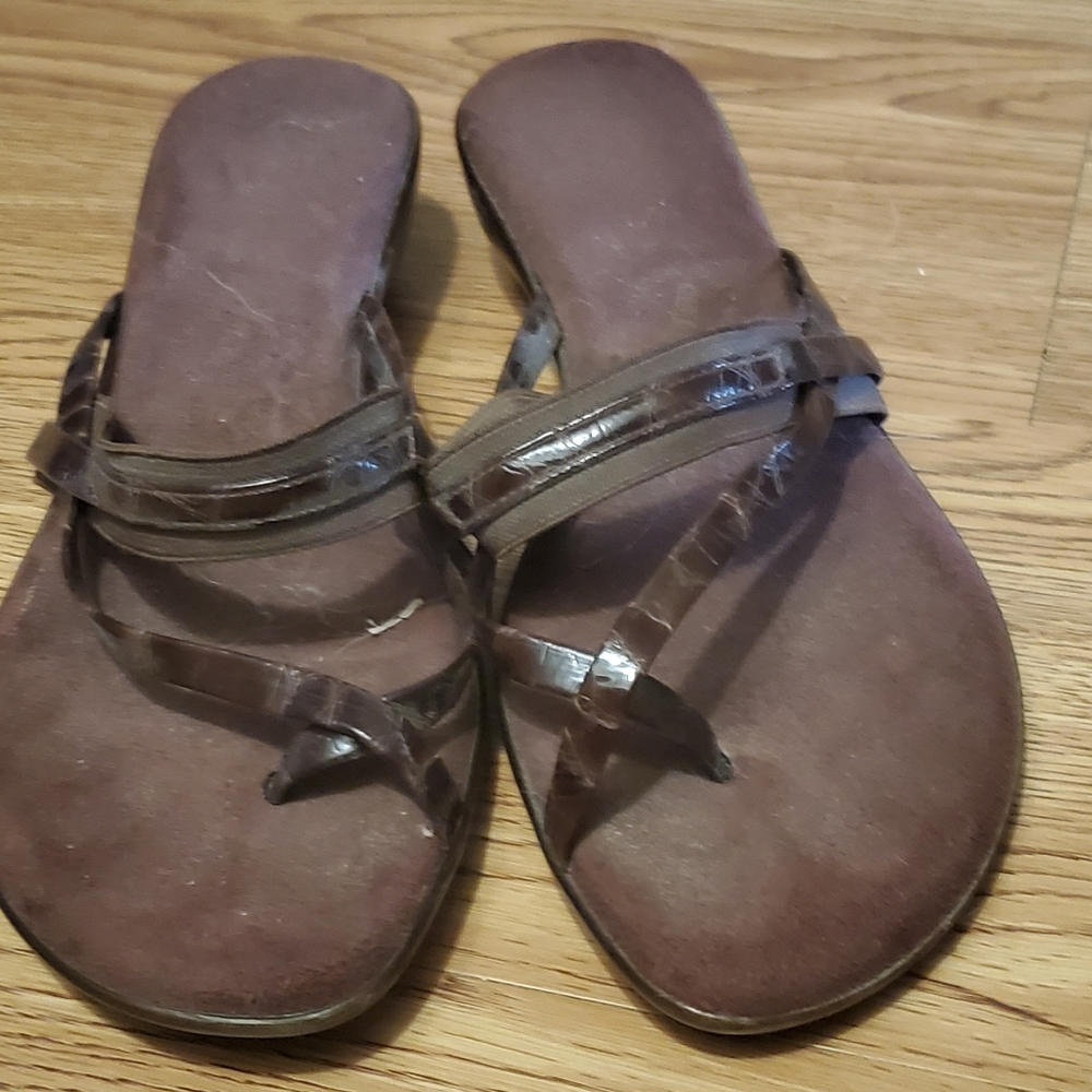 Brown Slight Heel Sandals